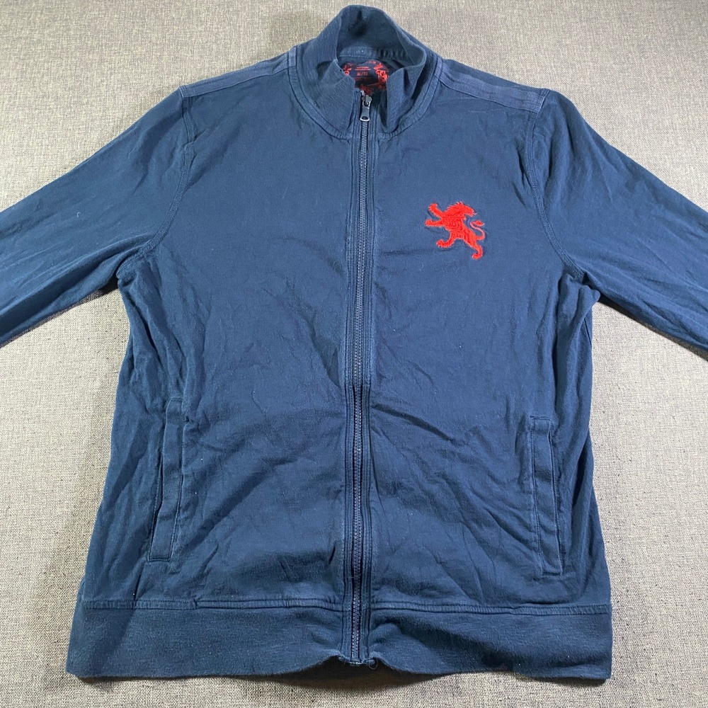 Express Mens Full Zip Track Jacket Sweatshirt Blue Red Lion‎ Logo XL/TG